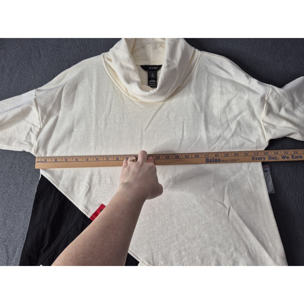 NWT ALI MILES Sz PL Ivory Cowl Neck Colorblock Lagenlook 3/4 Sleeves Tunic Top - Picture 7 of 11